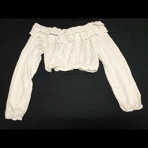 White flowy long sleeve crop